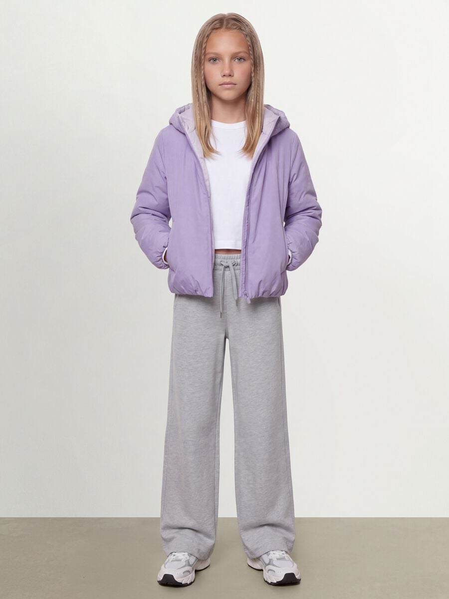 Purple reversible ultralight hooded zip jacket for girls_2