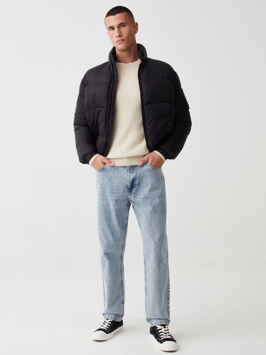 Quilted full-zip down jacket with high neck_1