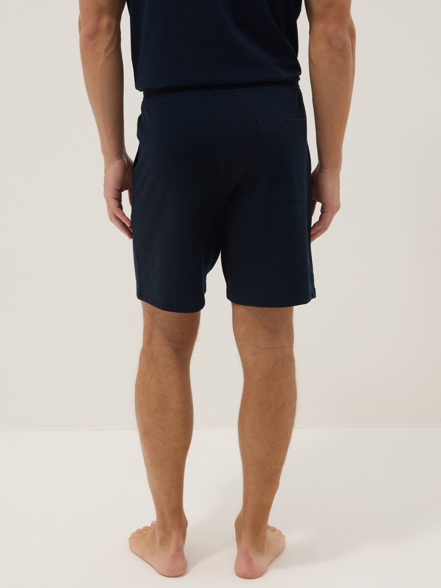 Blue cotton-blend pyjama shorts, regular fit_2