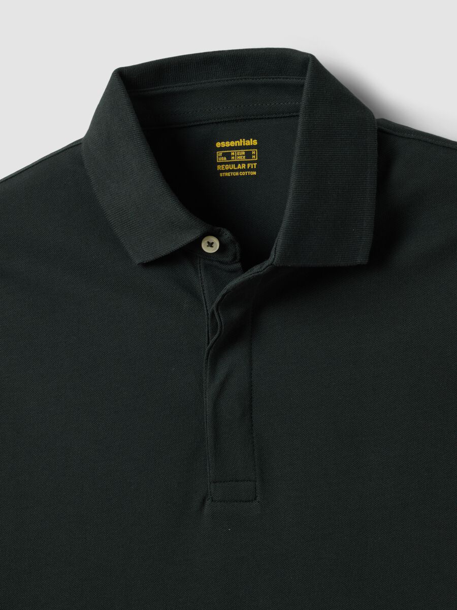 Grey long-sleeve stretch cotton polo shirt, regular fit_5