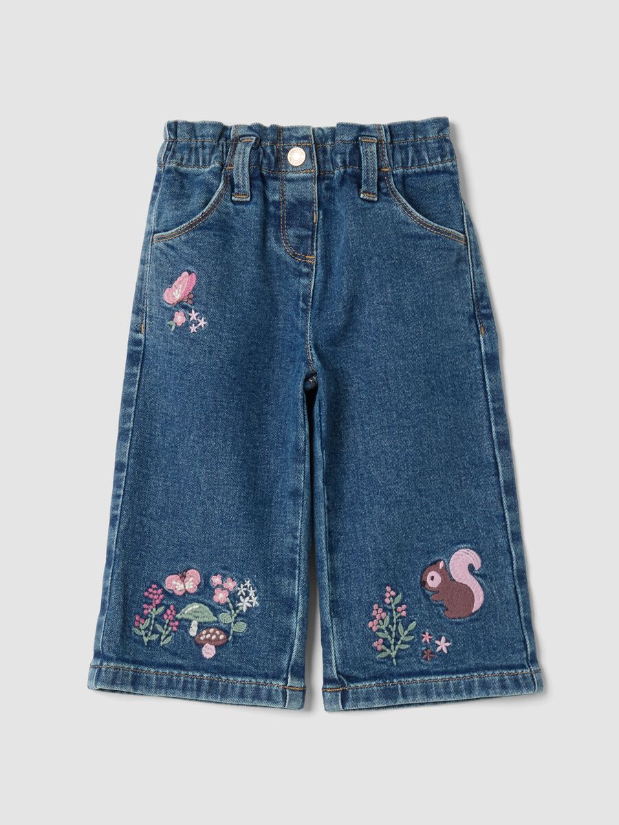 Blue wide-leg jeans in stretch cotton_0