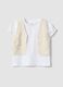 Girl's white pure cotton T-shirt regular fit with waistcoat_0