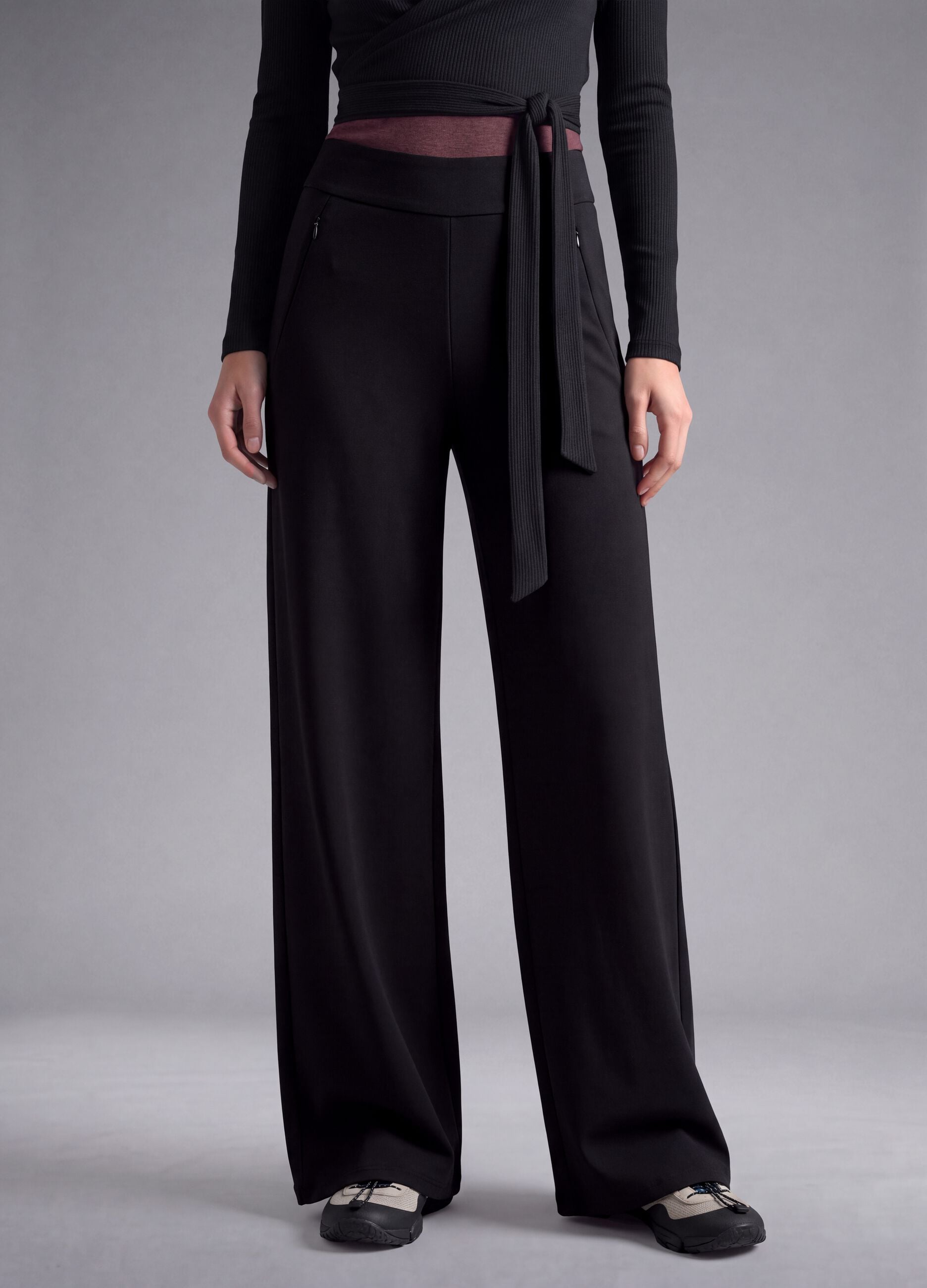 Black wide-leg stretch trousers ALTAVIA STUDIO
