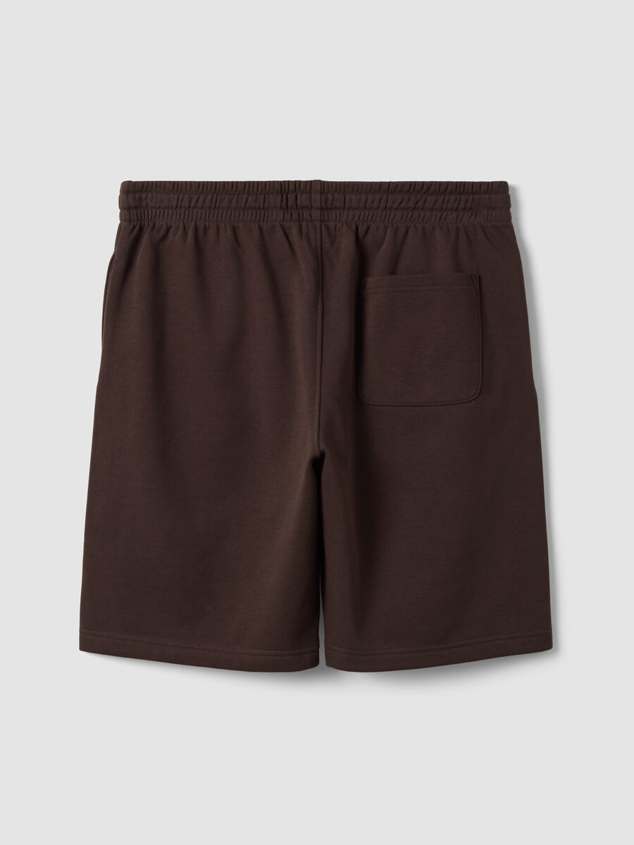 Brown cotton-blend shorts with elasticated waist, regular fit_5