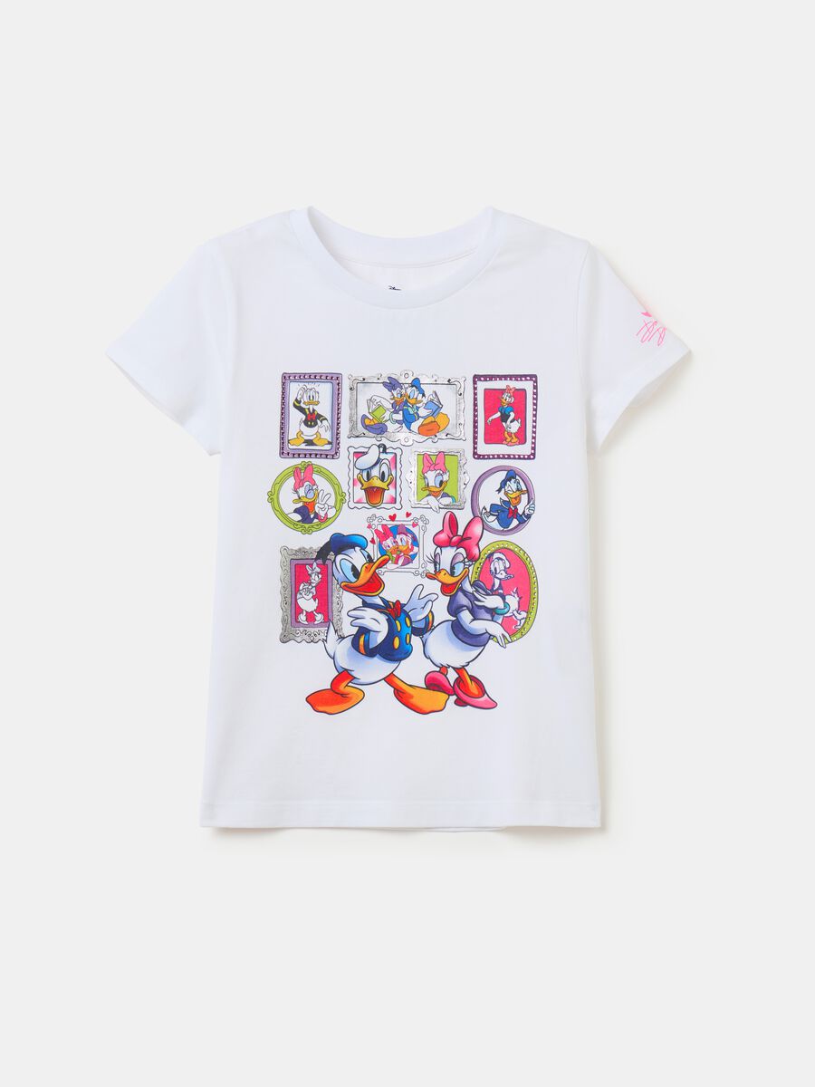 Camiseta de algodón elástico estampado Donald Duck 90_0