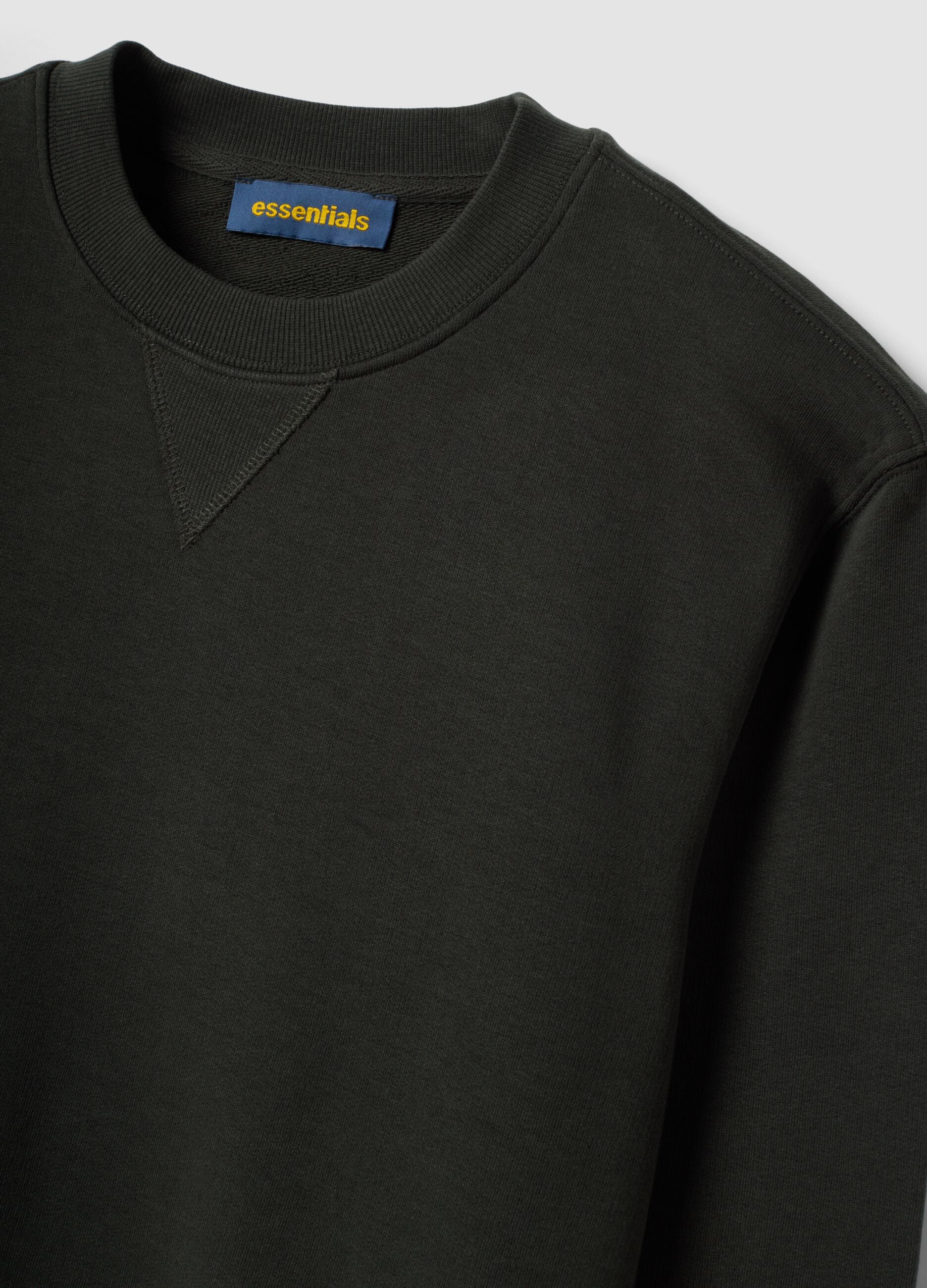 Black crew-neck sweatshirt in cotton blend, regular fit