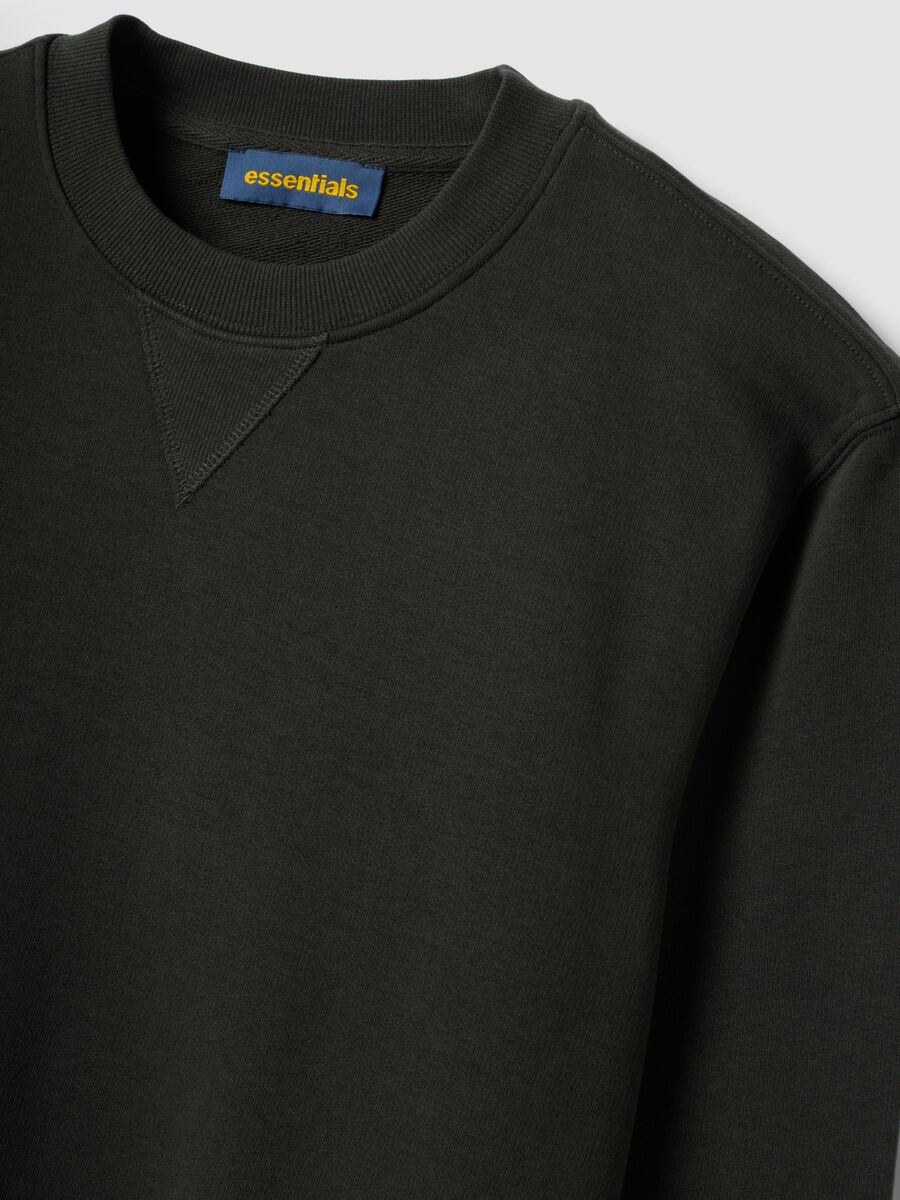 Black crew-neck sweatshirt in cotton blend, regular fit_2