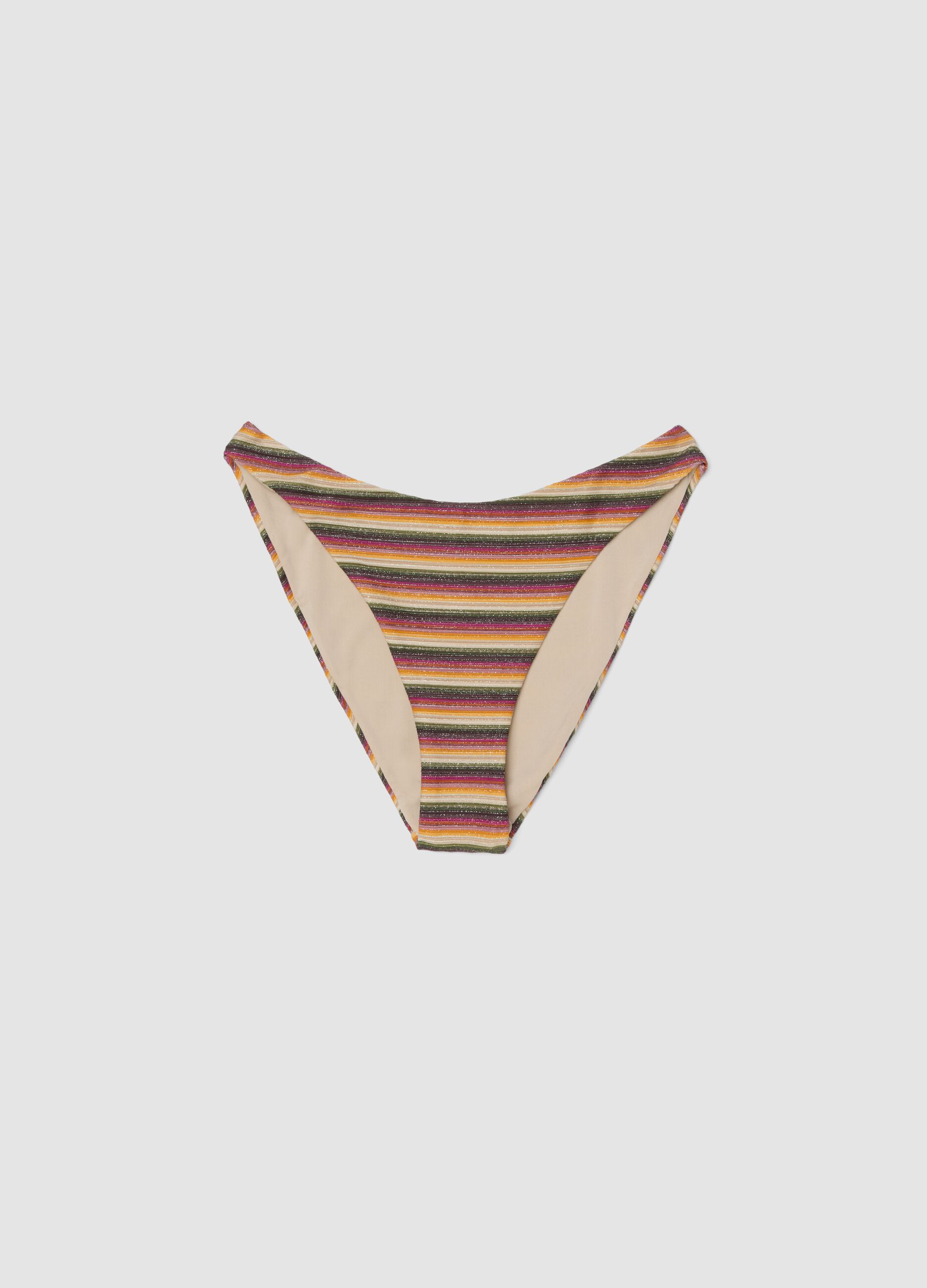 Stretch-Bikinihose mit bunten Streifen