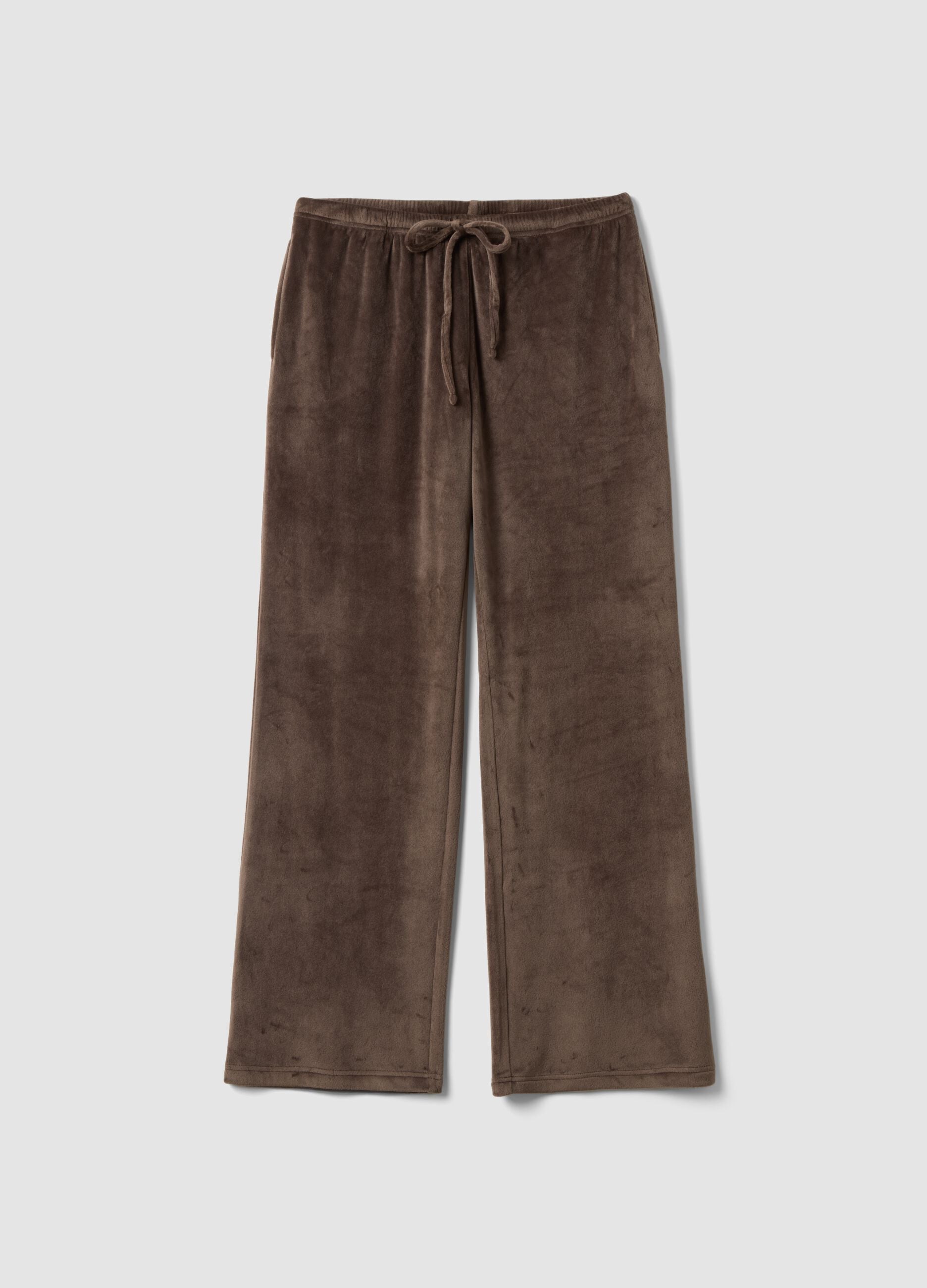 Brown chenille stretch pyjama trousers with regular fit