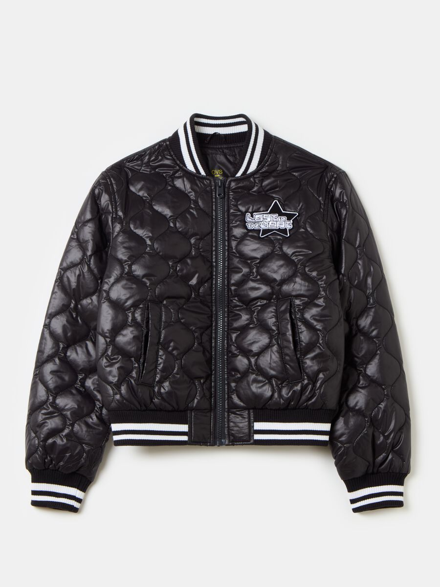 Ultralight bomber jacket with lettering patch_0