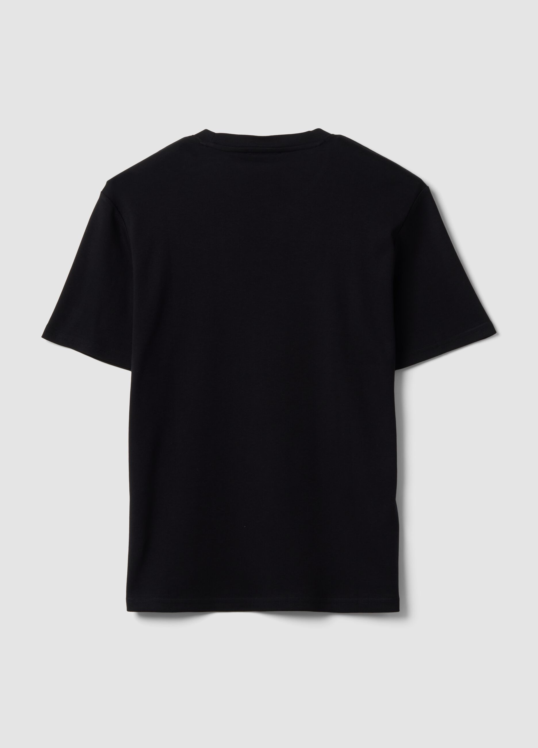 Black pure cotton short-sleeve T-shirt, relaxed fit