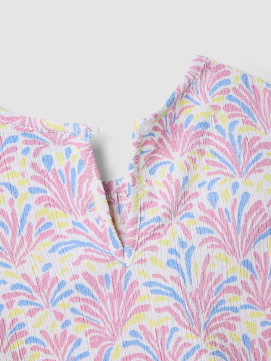 Pink stretch-fabric set with top and shorts for girls_3
