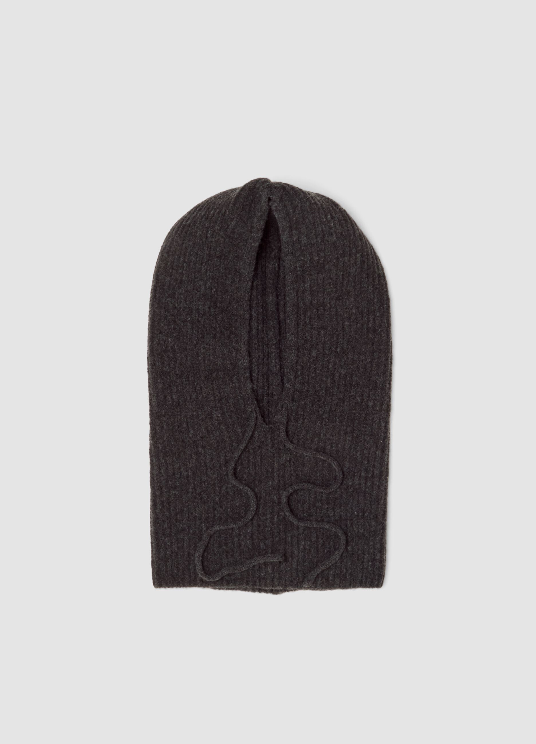 Grey stretch wool jersey-knit balaclava