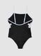 Black stretch one-piece swimsuit with contrasting trim_1
