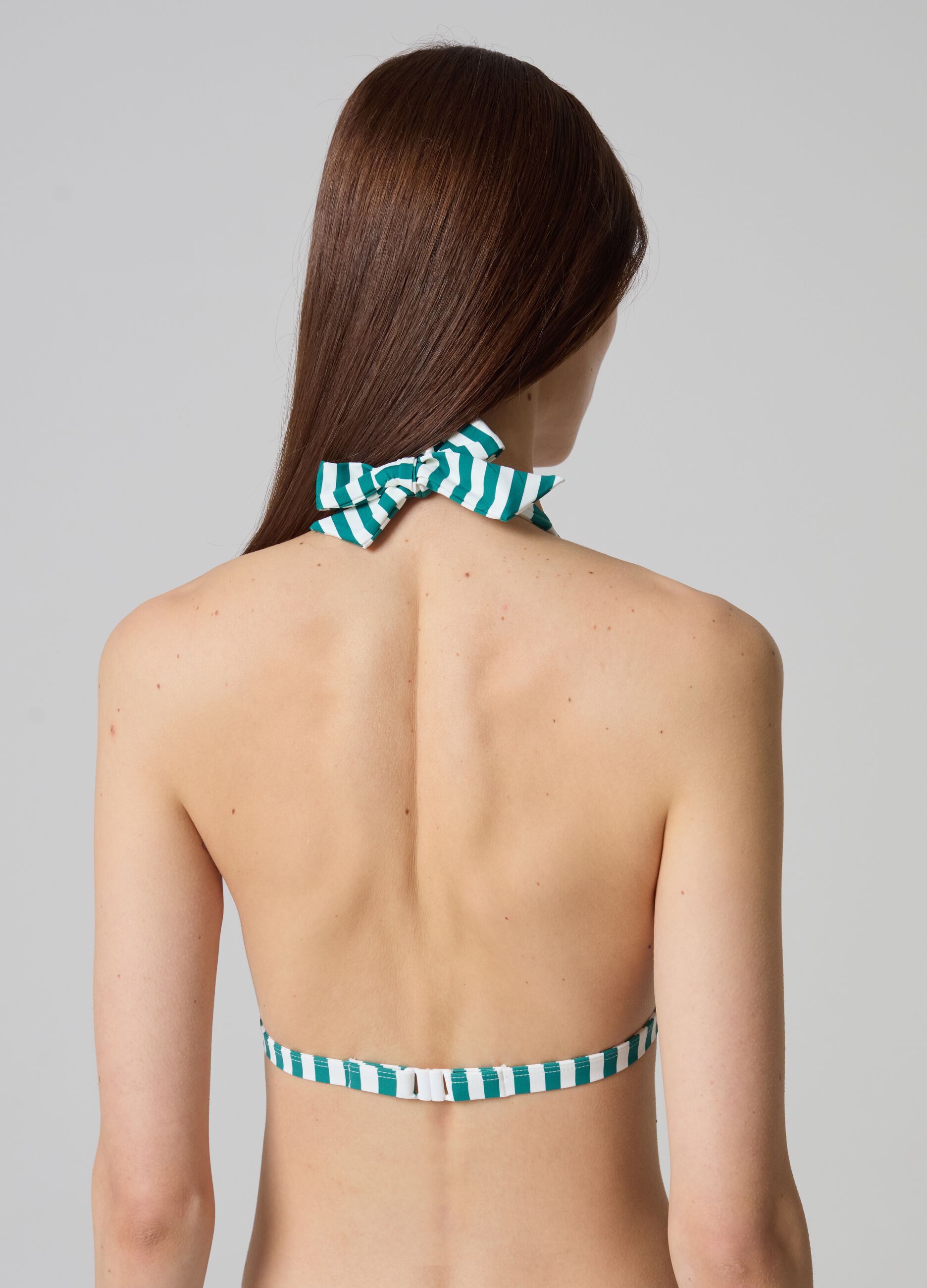 Halter neck striped bikini top