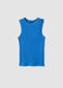 Tank top blu in cotone elasticizzato a costine fitted_0
