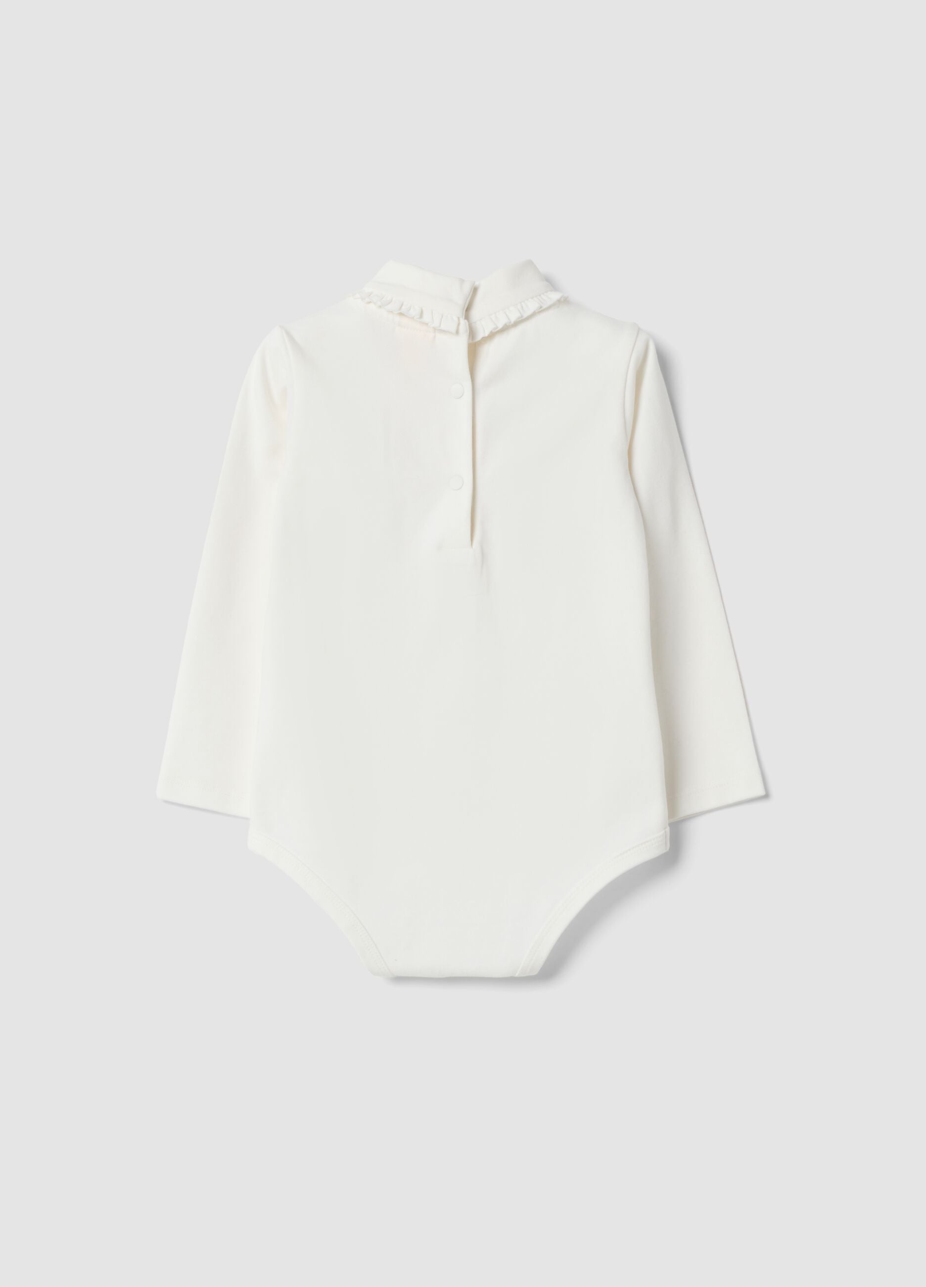 White organic stretch cotton bodysuit with Winnie the Pooh prints