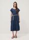 Blue midi dress in pure lyocell with braided belt_0