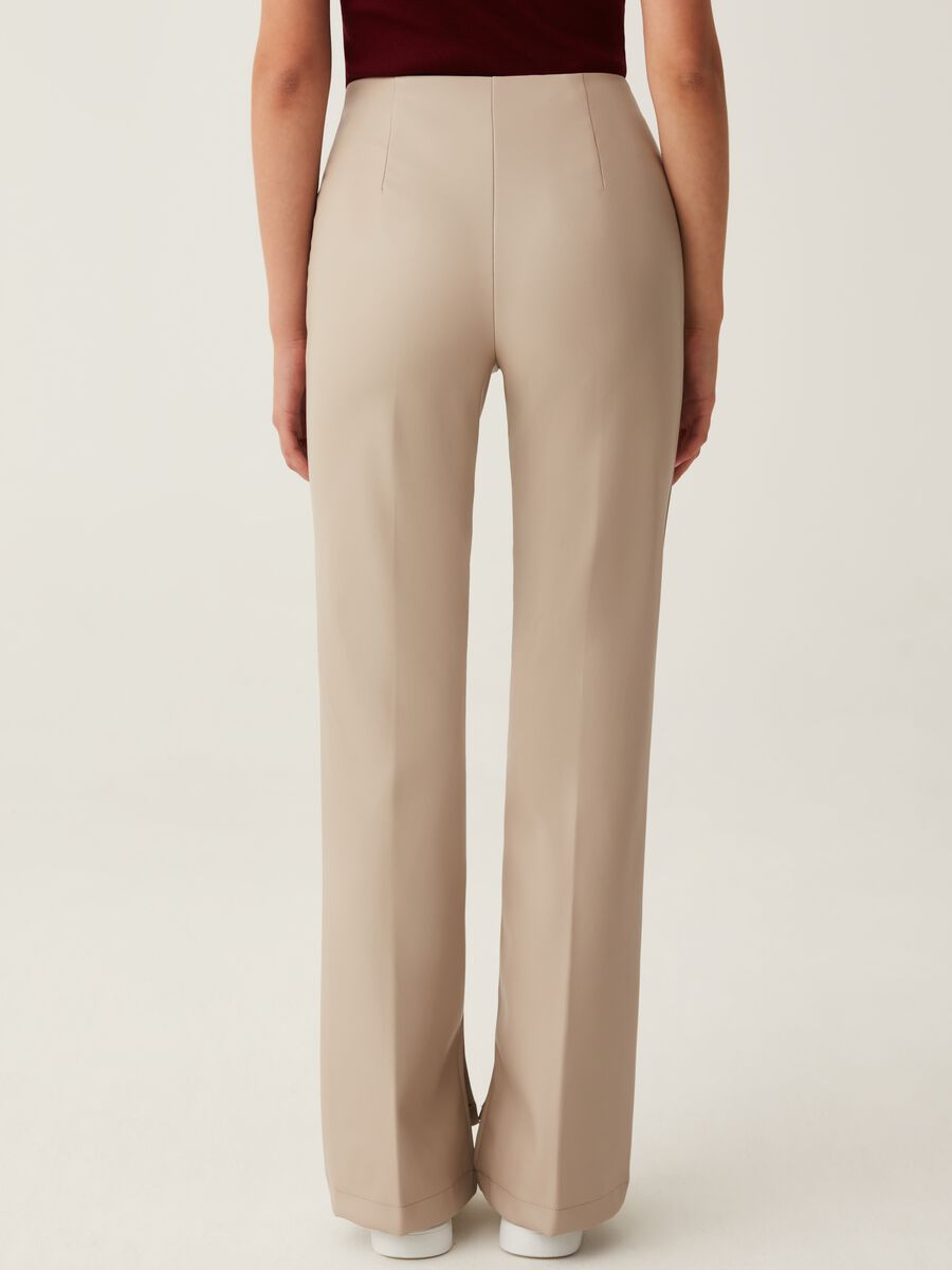 Flare-fit glossy-effect trousers_0
