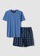 Regular fit short blue checked pure cotton pyjamas_0