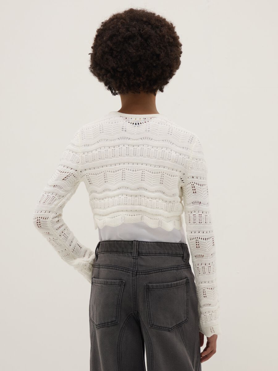 Girl's white pure cotton cardigan with regular fit, knit_1