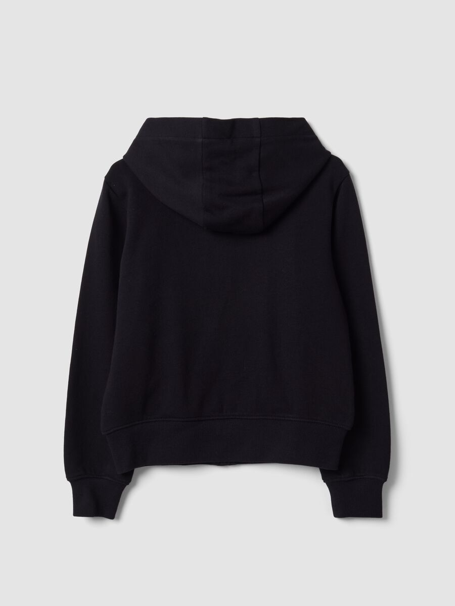 Schwarzer Hoodie aus reiner Bio-Baumwolle mit Stern f&uuml;r M&auml;dchen_1