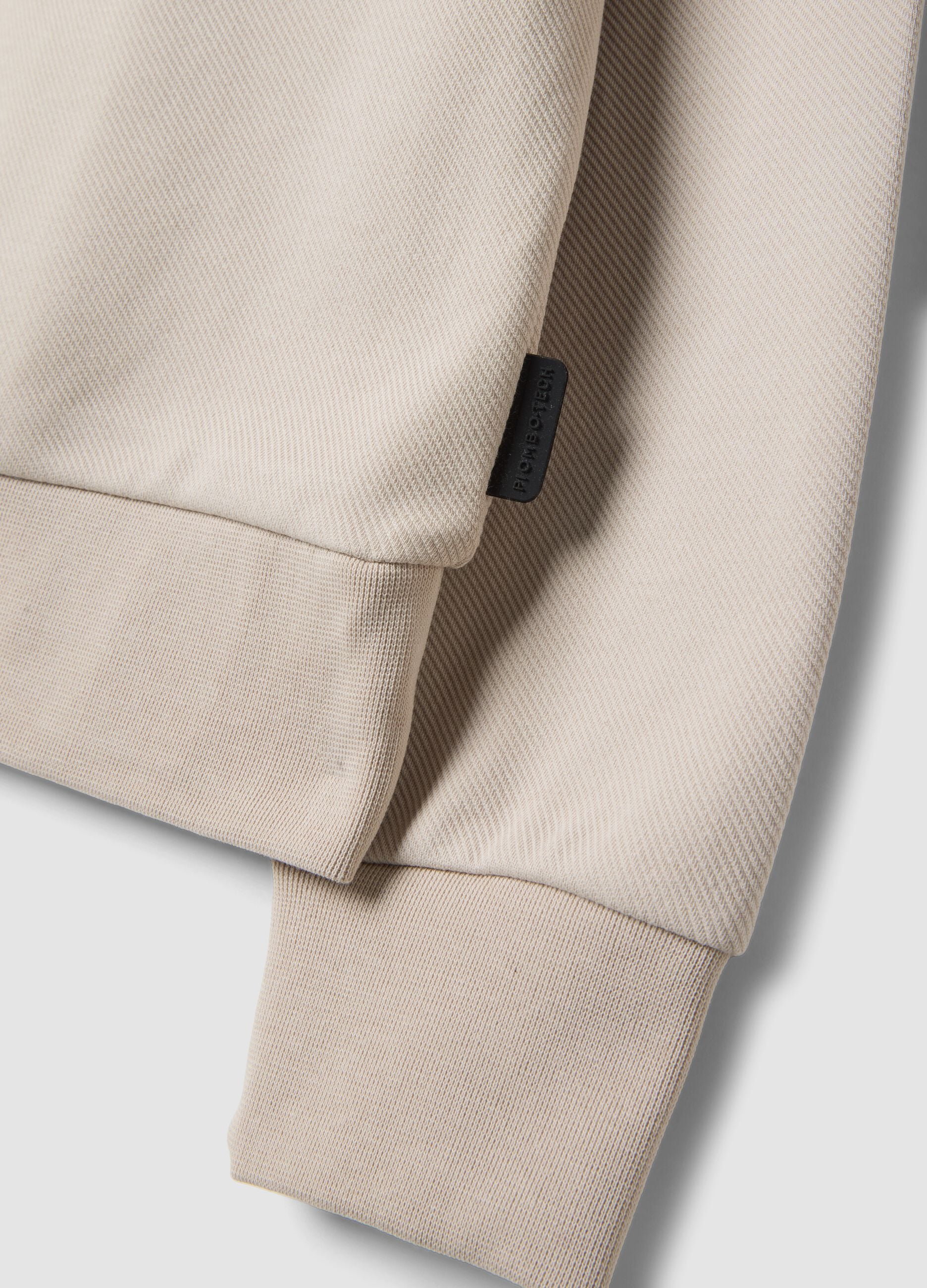 Beige stretch-cotton relaxed-fit crew-neck sweatshirt