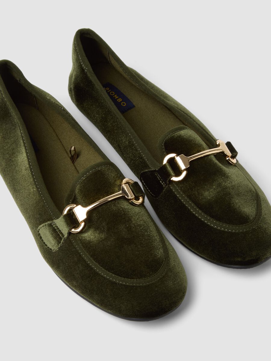 Green loafers with gold-tone bit_1