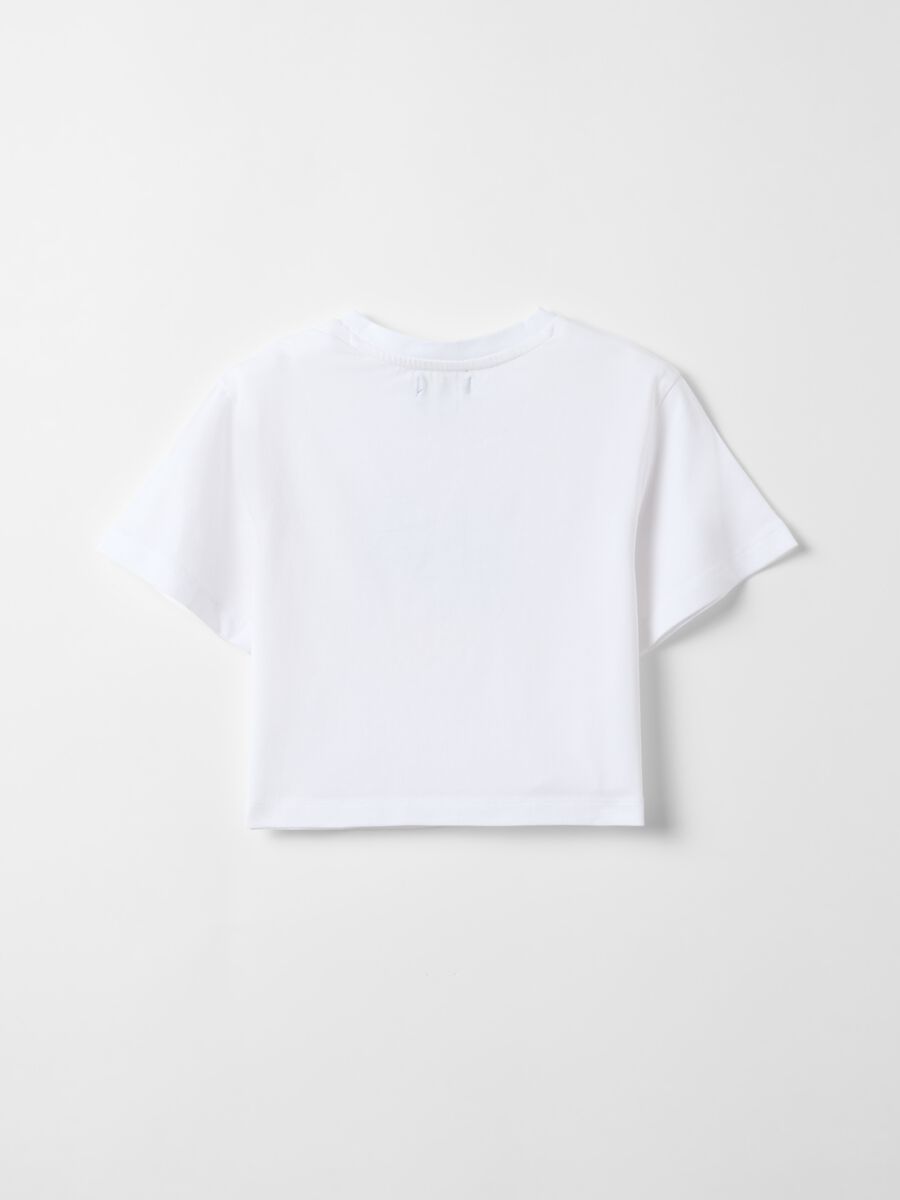 Girls&rsquo; white stretch cotton T-shirt with butterfly print_4