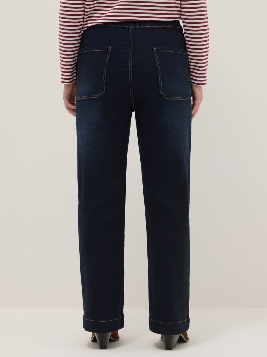 Wide leg jeans in blue stretch cotton_2