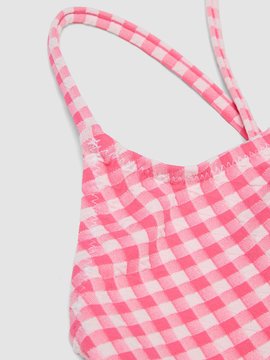 Pink gingham stretch swimsuit_2