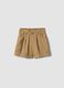 Beige Shorts aus Modal-Mix mit elastischem Paperbag-Bund_0