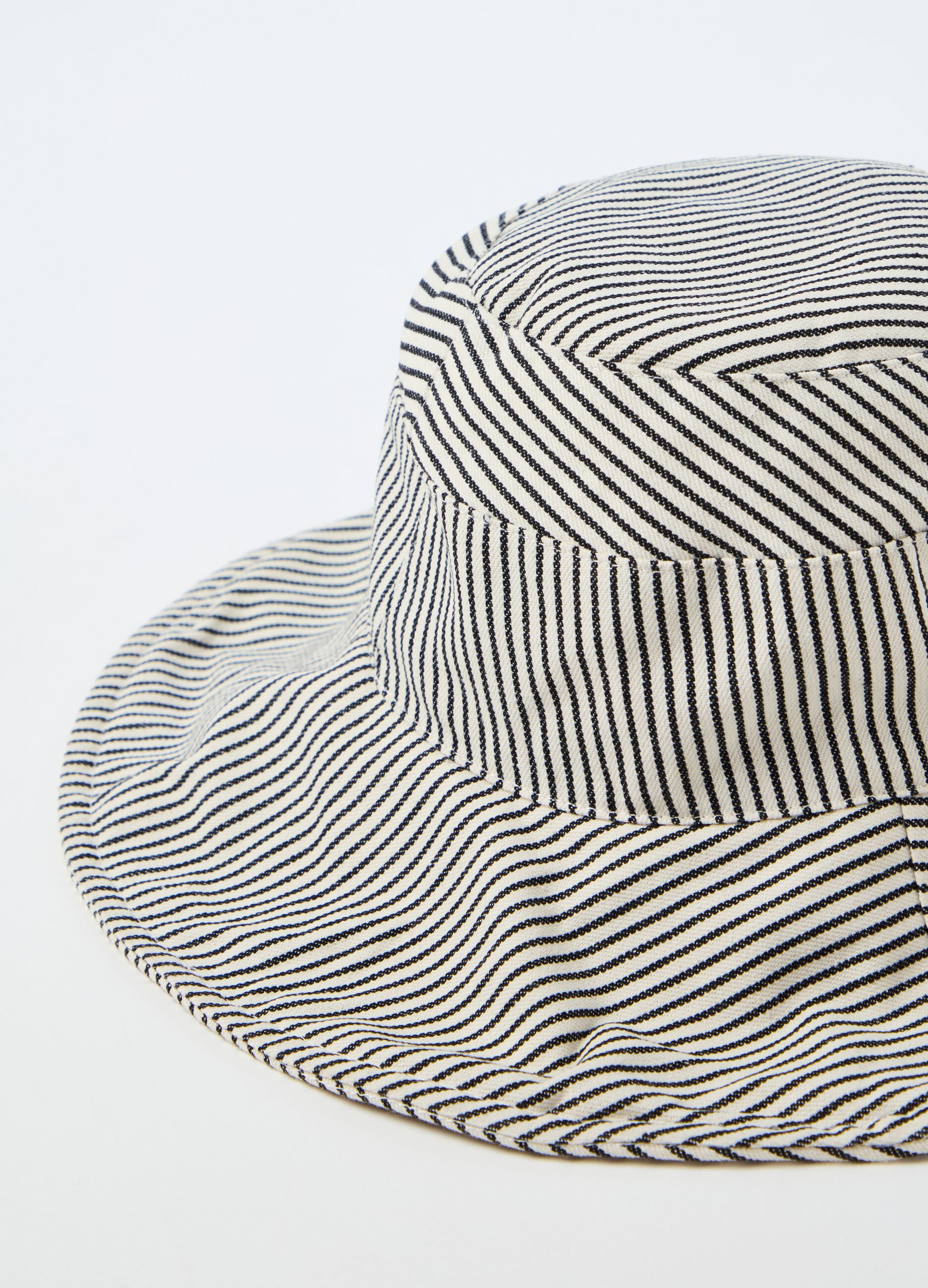 Cloche hat in striped cotton