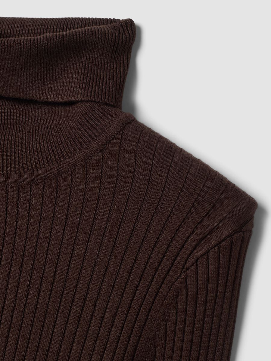 Brown ribbed viscose-blend turtleneck jumper_1