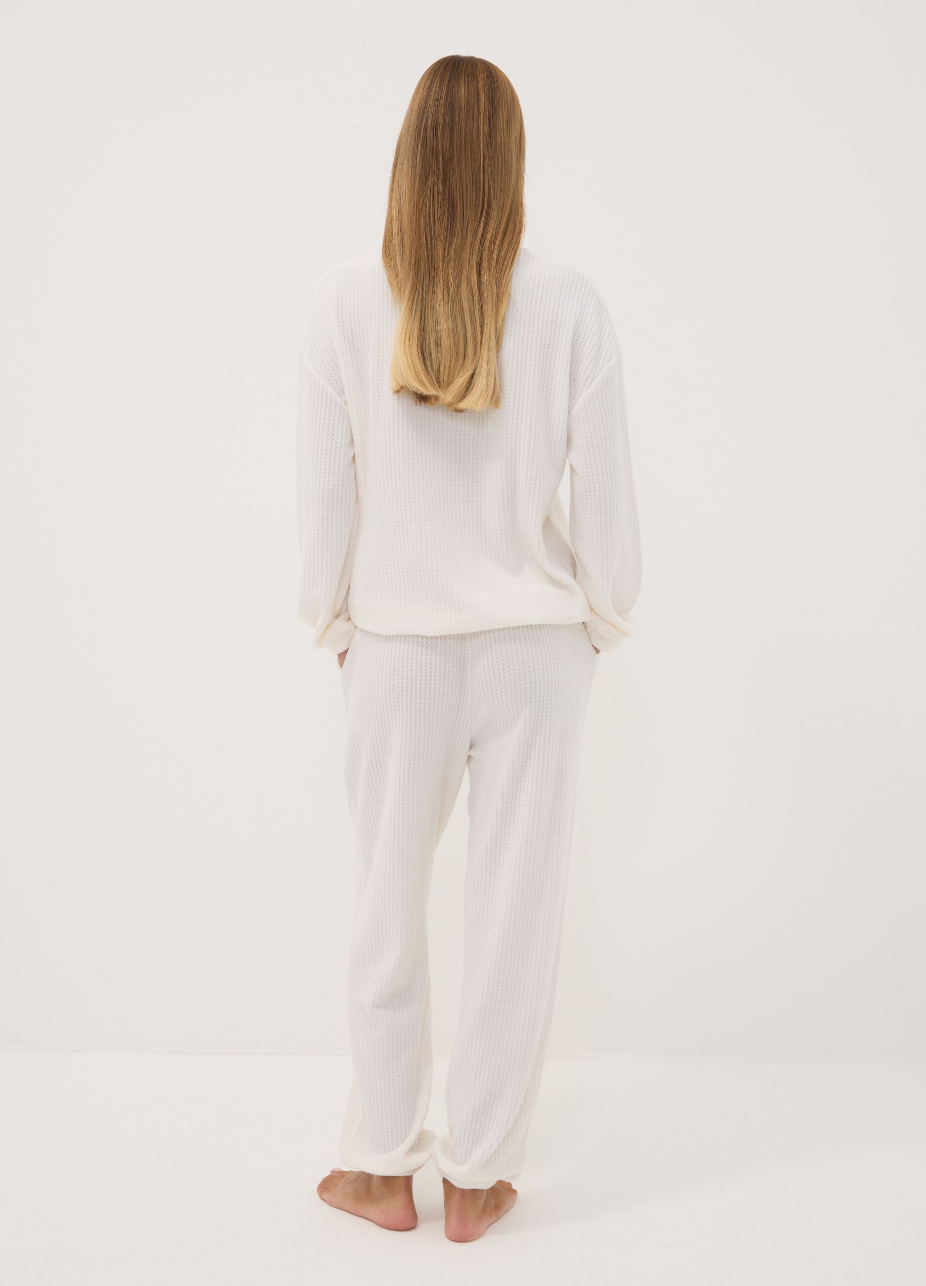 Pigiama bianco in jersey di viscosa elasticizzata regular fit