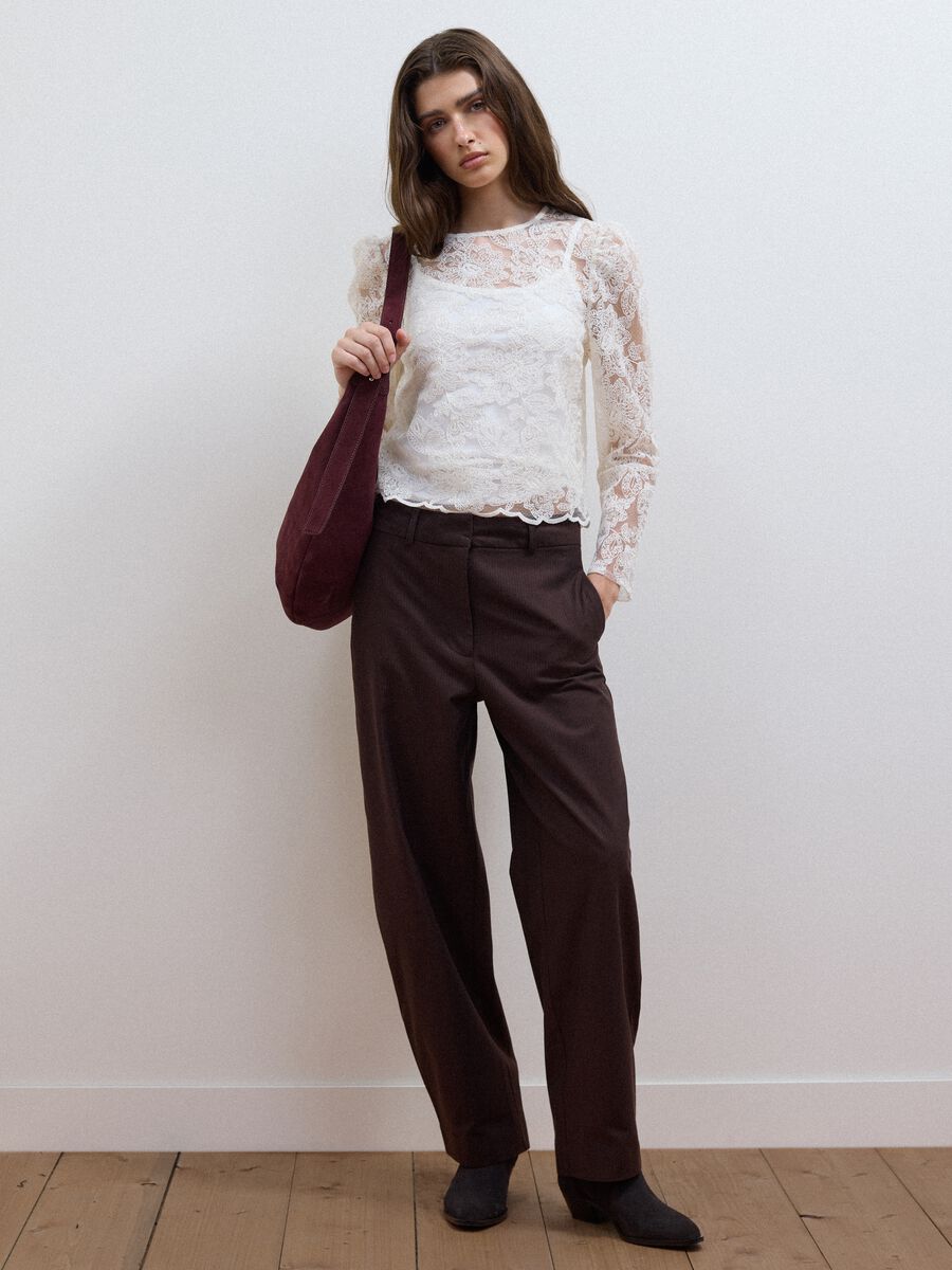 Pantaloni marroni in puro cotone barrel fit_0