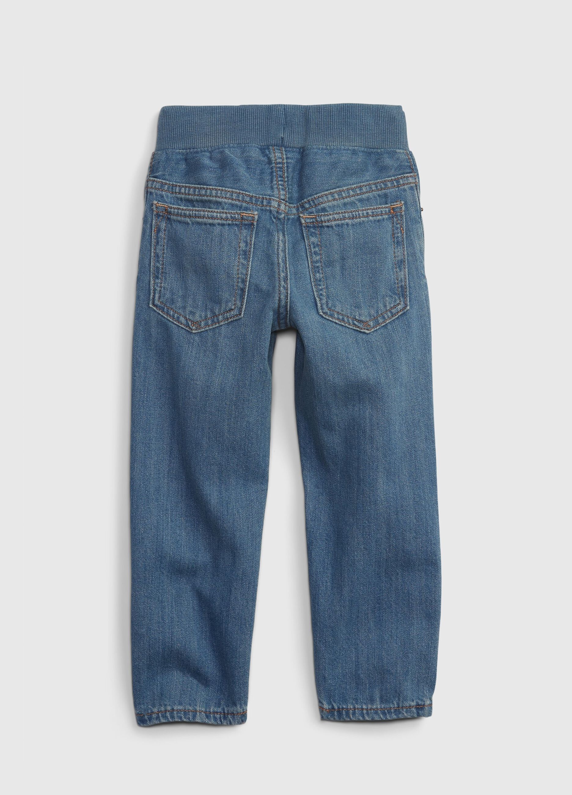 Denim joggers with abrasions