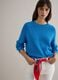 Blue crew neck jumper in pure cotton regular fit_0