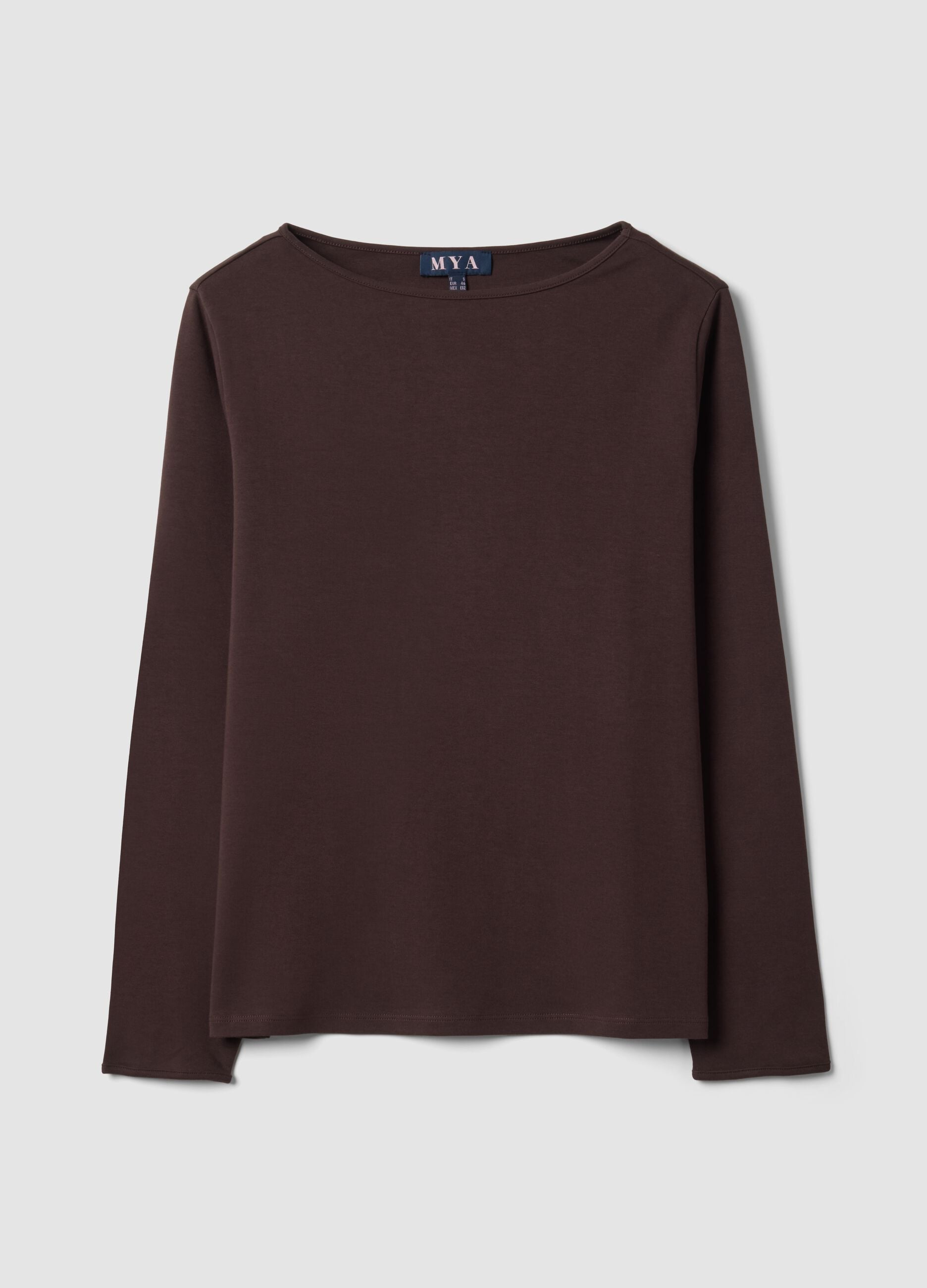 Brown pure cotton regular-fit crew-neck T-shirt