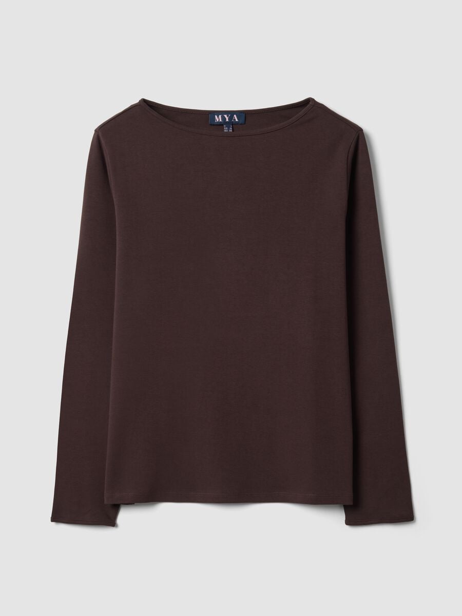 Brown pure cotton regular-fit crew-neck T-shirt_0
