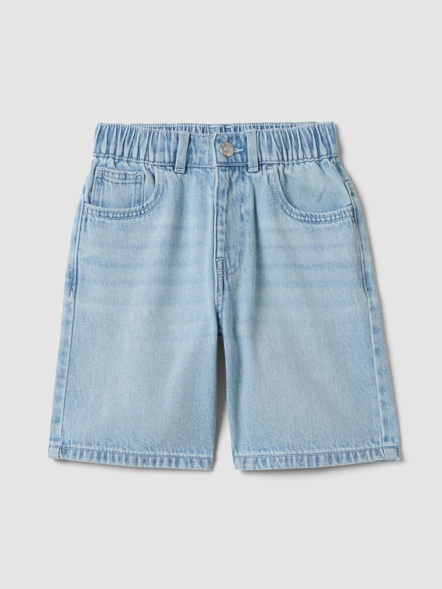 Shorts vaqueros azul claro en mezcla de algod&oacute;n para ni&ntilde;o, corte regular_0