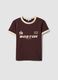 Brown cotton T-shirt with front graphic print and contrast trims_4