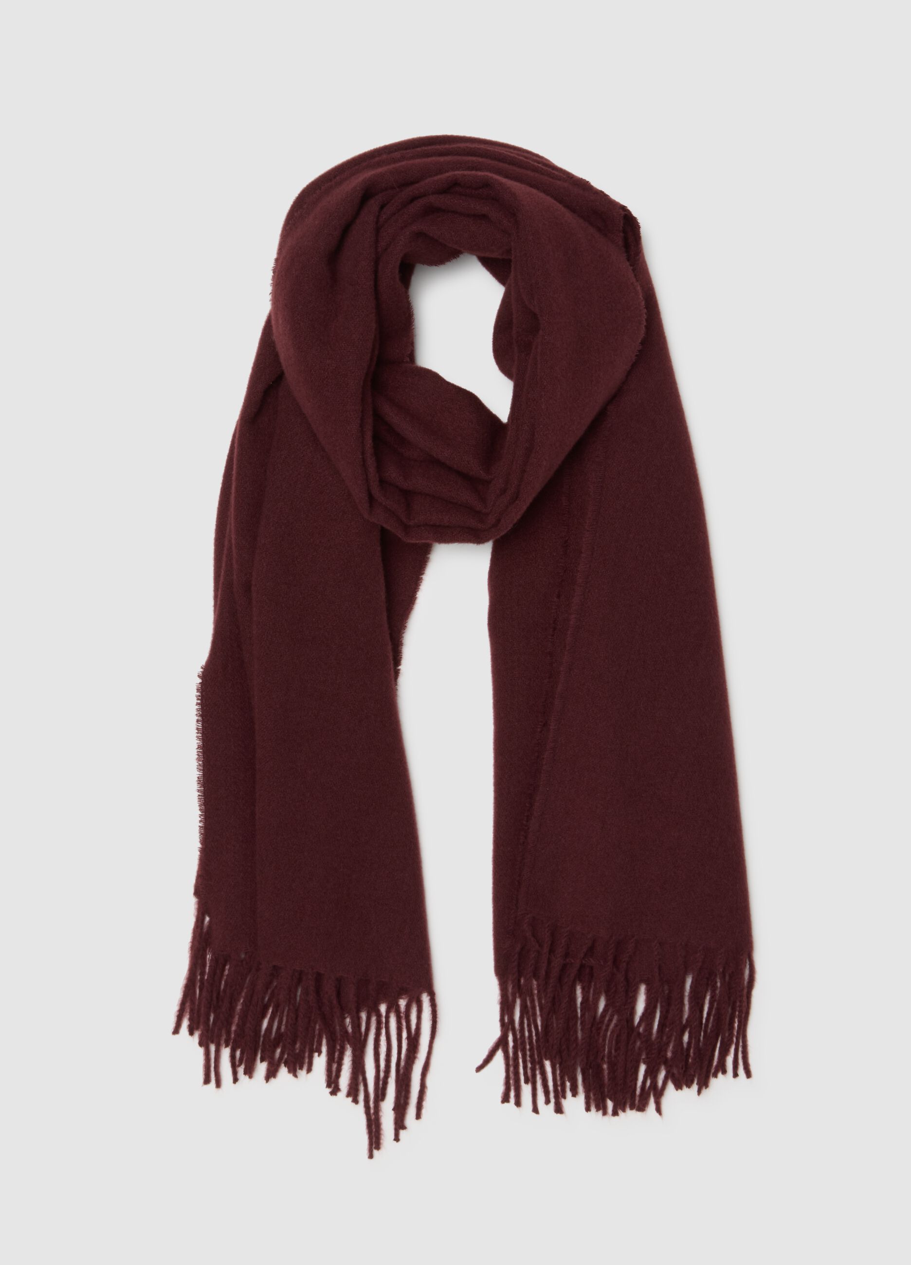 Red scarf with fringes