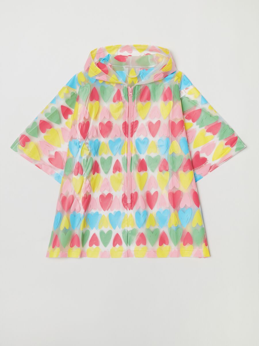 Waterproof poncho with heart print_0
