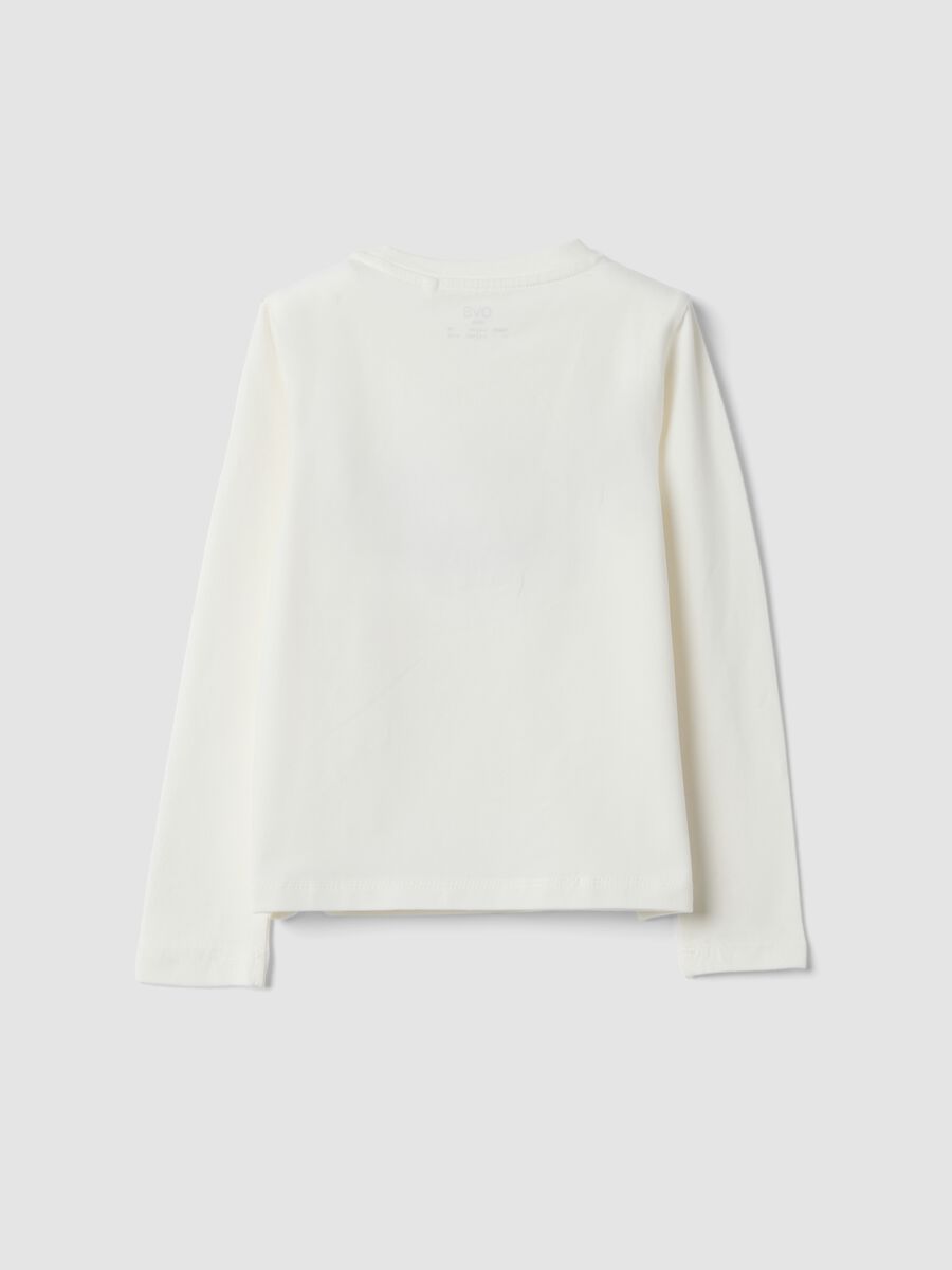 T-shirt bianca in cotone elasticizzato con girocollo_1