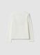 T-shirt bianca in cotone elasticizzato con girocollo_1