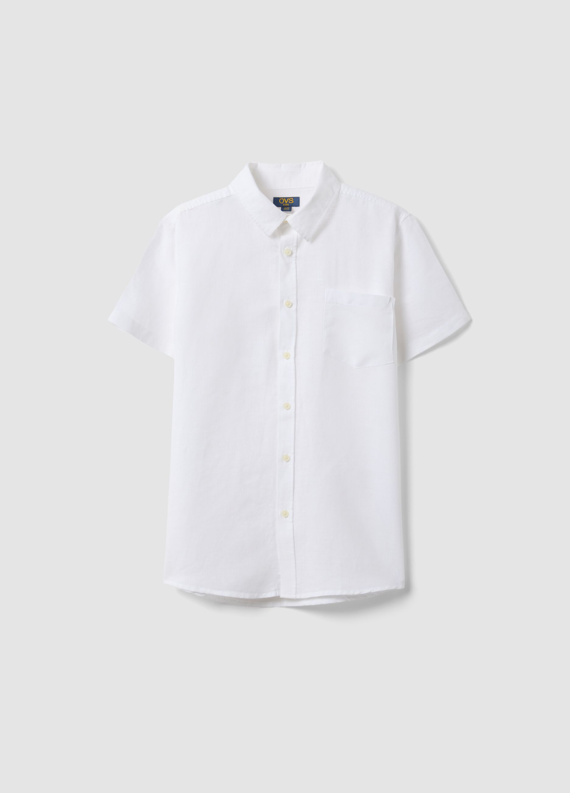 Boys&rsquo; white linen-cotton blend shirt, regular fit