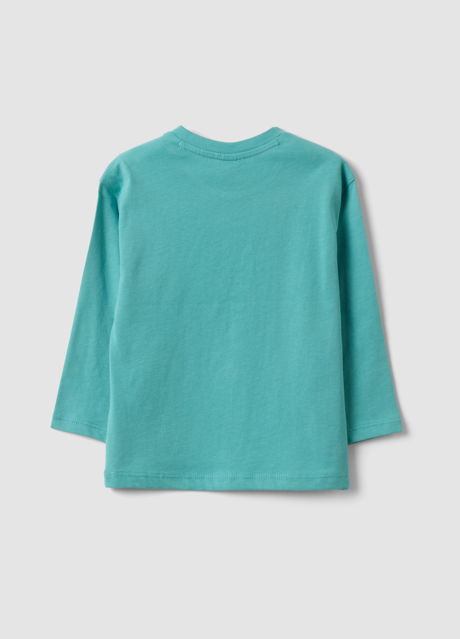 Light blue oversized pure organic cotton T-shirt with tiger print for boys