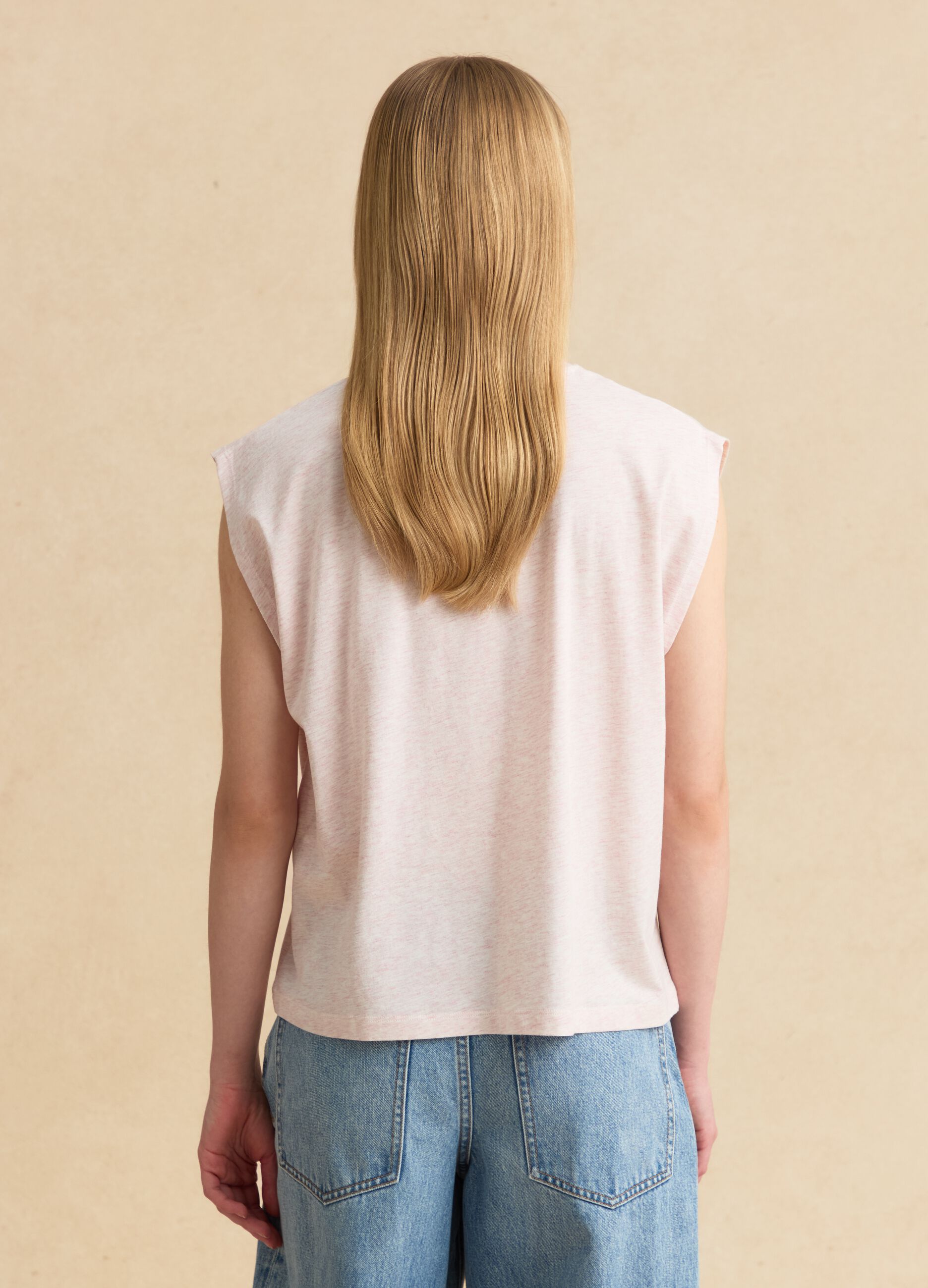 Rosa T-Shirt mit kurzen &Auml;rmeln aus Lyocell-Baumwollmix