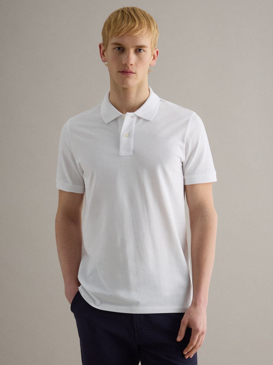 White regular fit pure cotton short sleeve polo_1